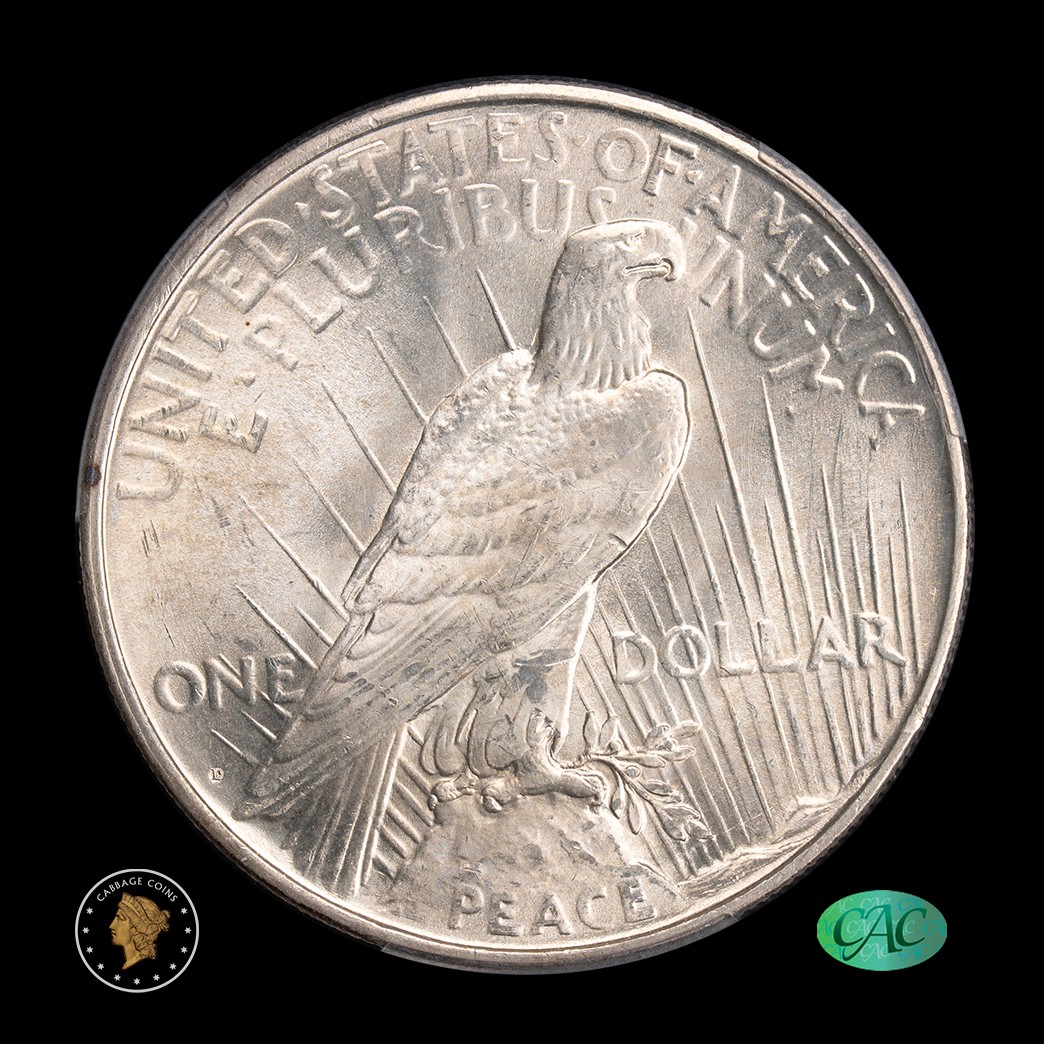 1927-D $1 Peace Silver Dollar PCGS MS64 CAC reverse