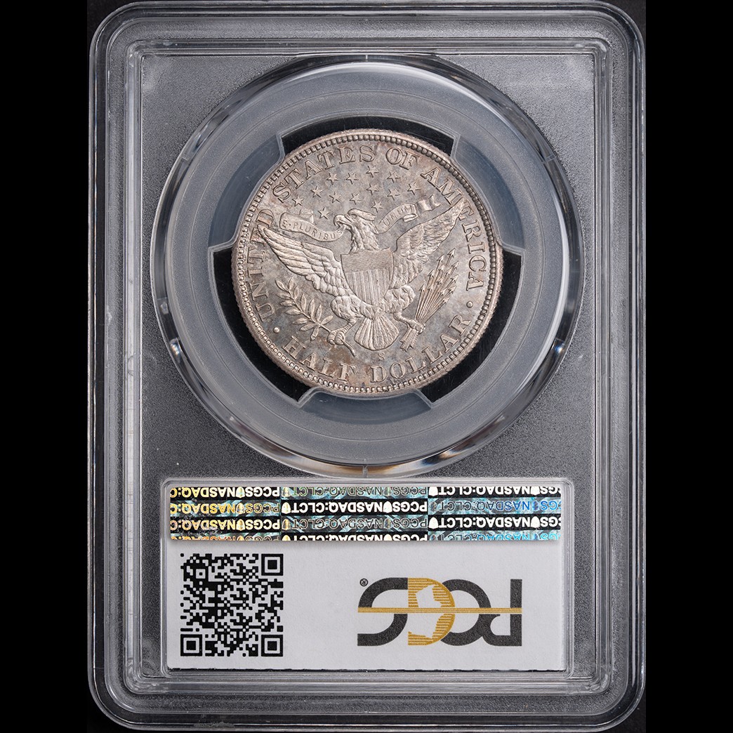 1902-S 50C Barber Half Dollar PCGS MS66+ CAC in holder, view 2