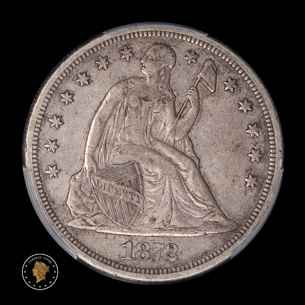 1872 $1 Seated Liberty Dollar PCGS XF45 obverse