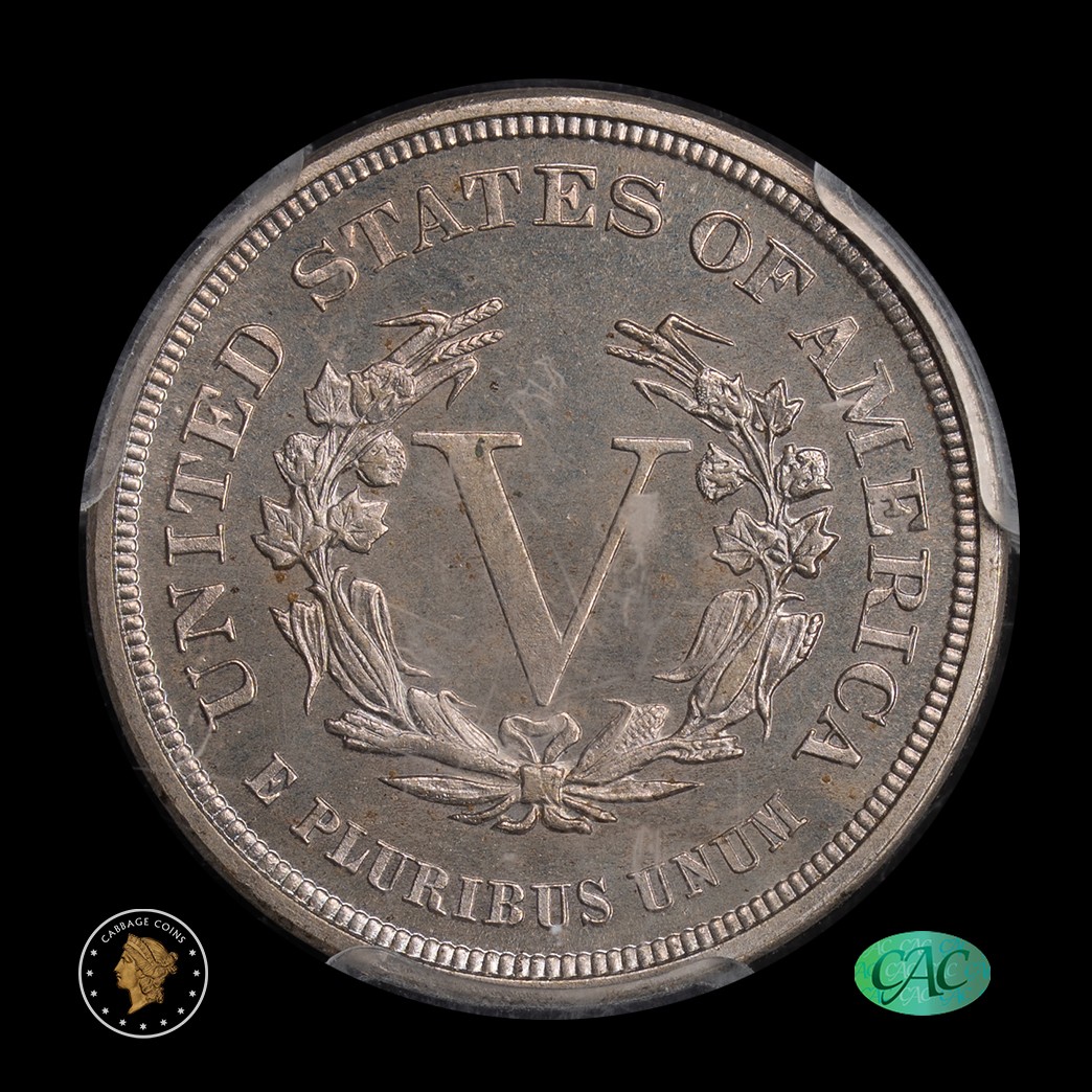 1883 5C Liberty Head Nickel No Cents PCGS PR65CAM CAC reverse