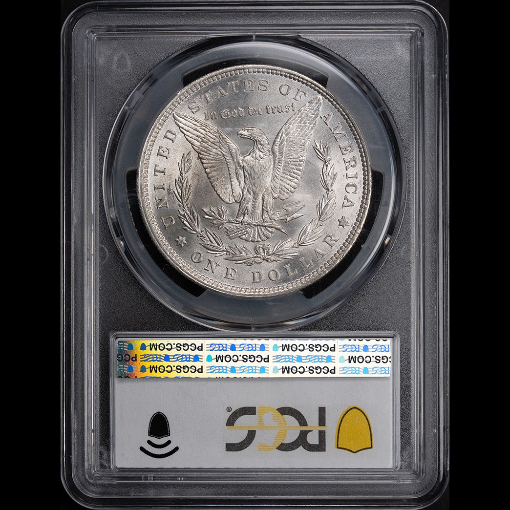 1896 $1 Morgan Silver Dollar PCGS MS66 CAC in holder, view 2