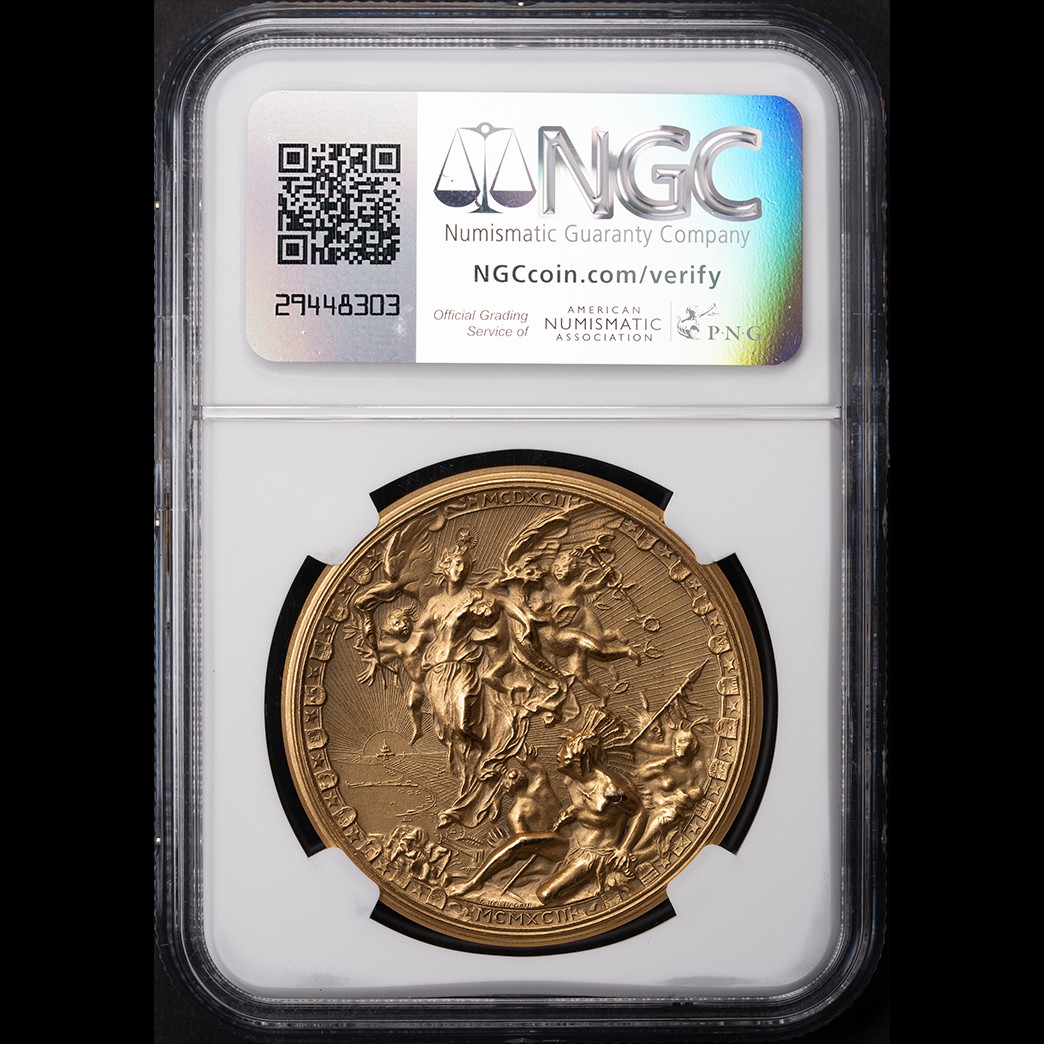 1992 Italy Bronze Columbus 500th Anniversary NGC MS67 in holder, view 2