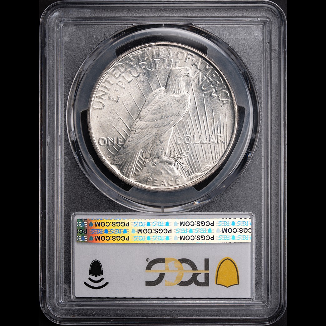 1923-D $1 Peace Dollar PCGS MS66 in holder, view 2