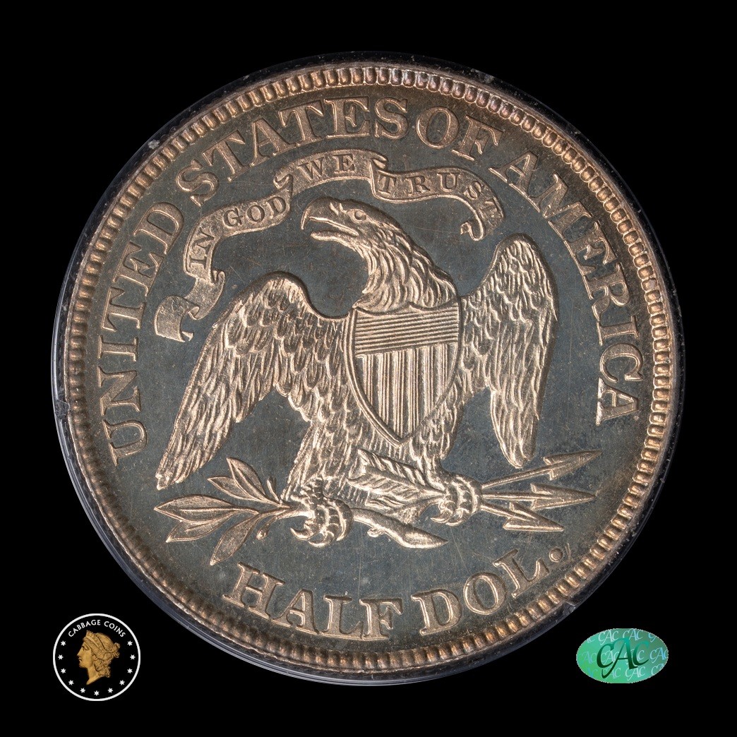 1885 50C Liberty Seated Proof Half Dollar PCGS PR63 CAC in holder, view 2