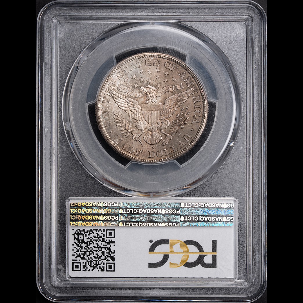 1898-S 50C Barber Half Dollar PCGS MS65 in holder, view 2