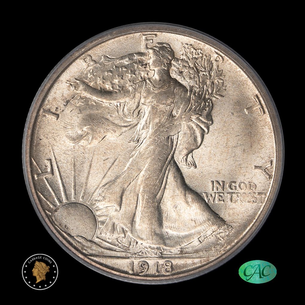 1918-S 50C Walking Liberty Half Dollar PCGS MS64 CAC OGH obverse