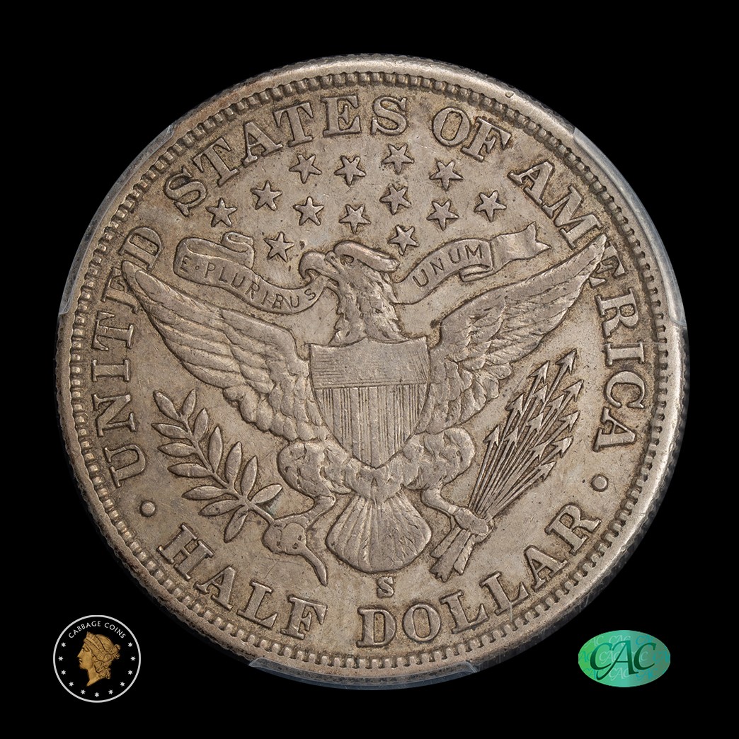 1900-S 50C Barber Half Dollar PCGS AU50 CAC reverse