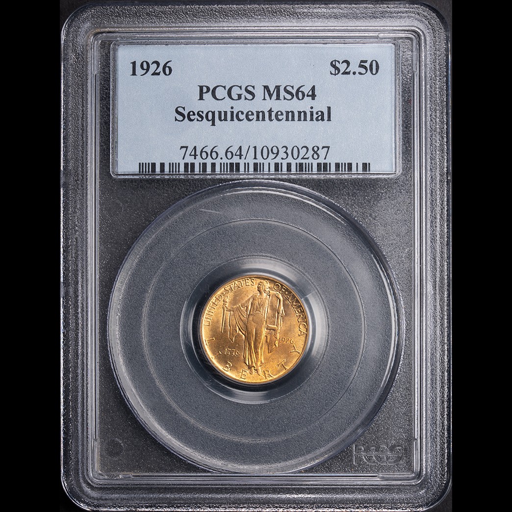 1926 $2.5 Sesquicentennial Gold Commem PCGS MS64 in holder, view 1