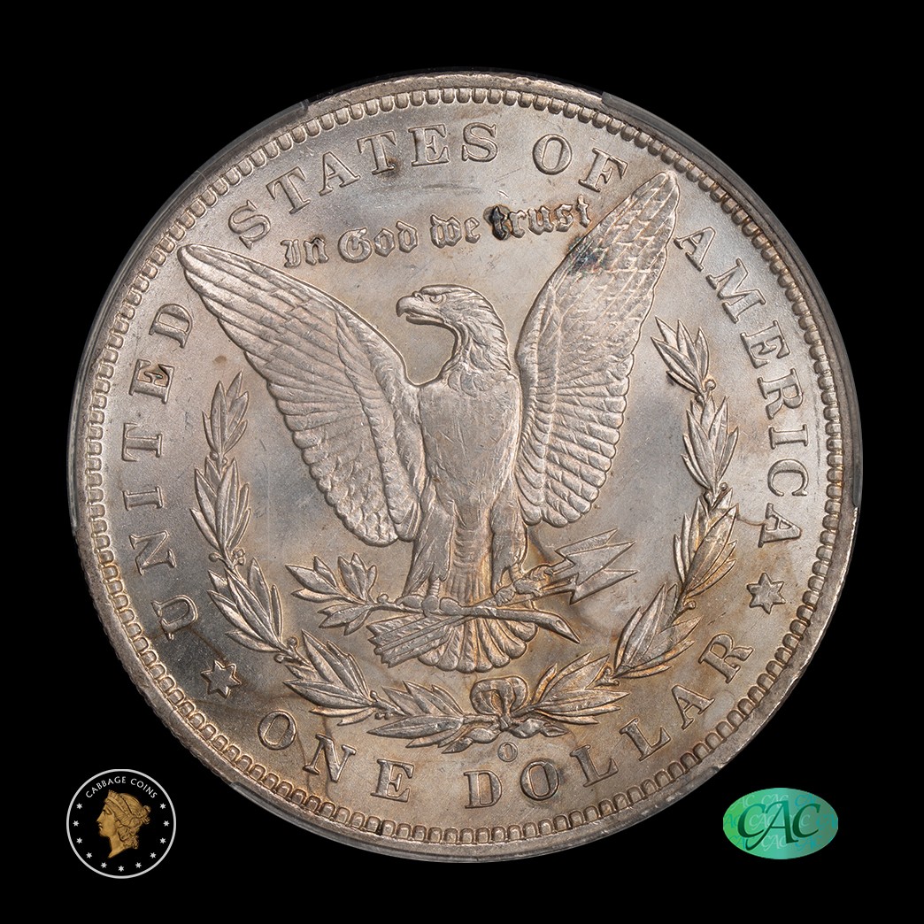 1892-O $1 Morgan Silver Dollar CAC MS62 reverse