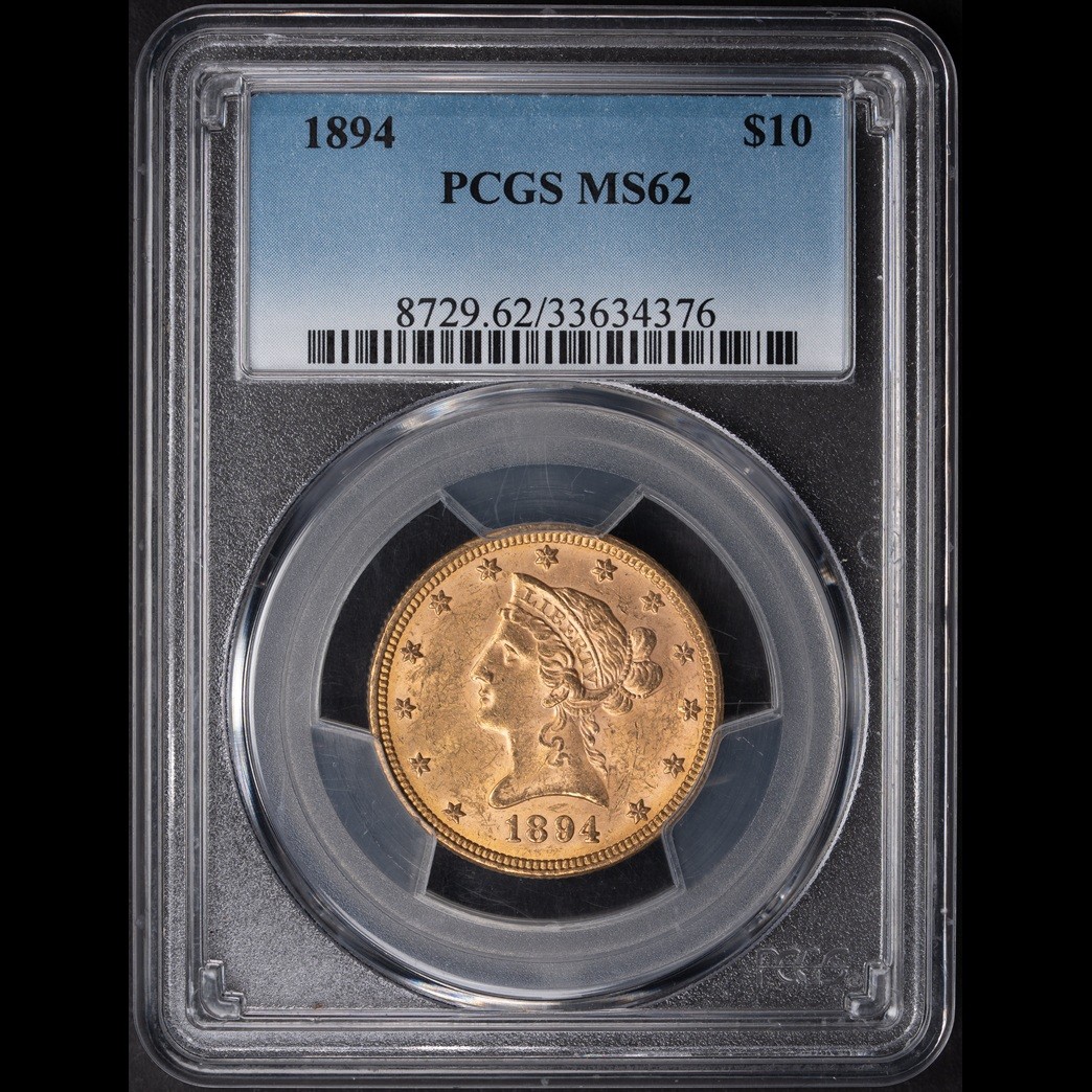 1894 $10 Liberty Head Eagle PCGS MS62 in holder, view 1