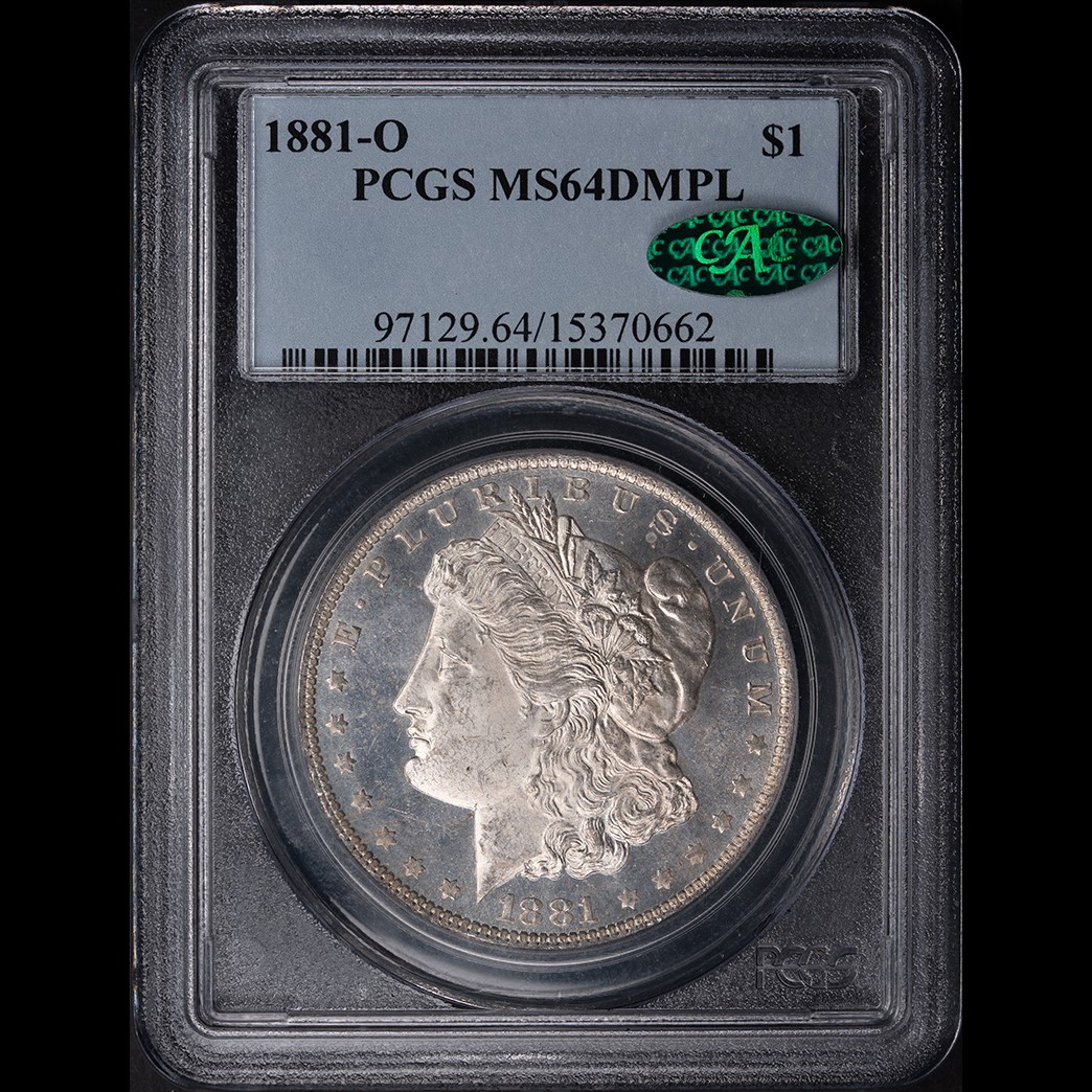 1881-O $1 Morgan Silver Dollar PCGS MS64DMPL CAC in holder, view 1