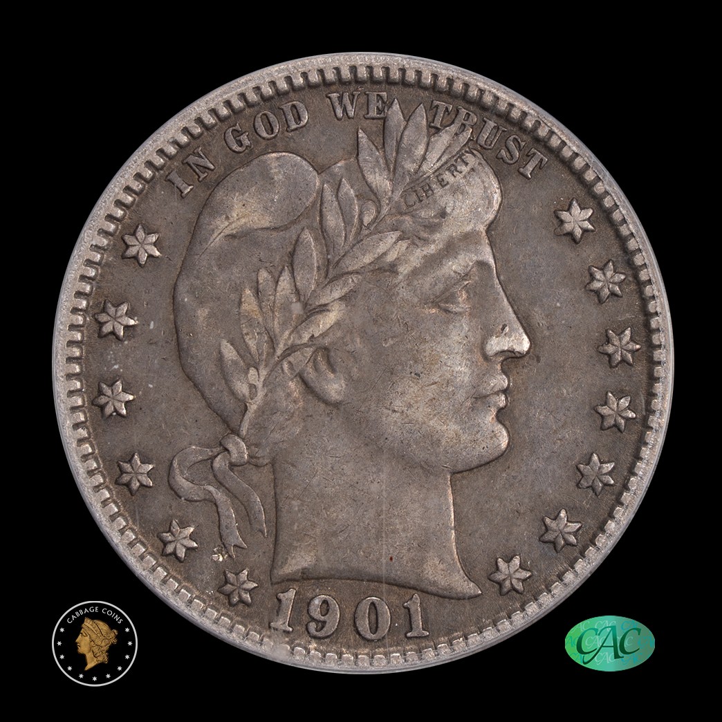 1901-O 25C Barber Quarter Dollar PCGS XF40 CAC obverse