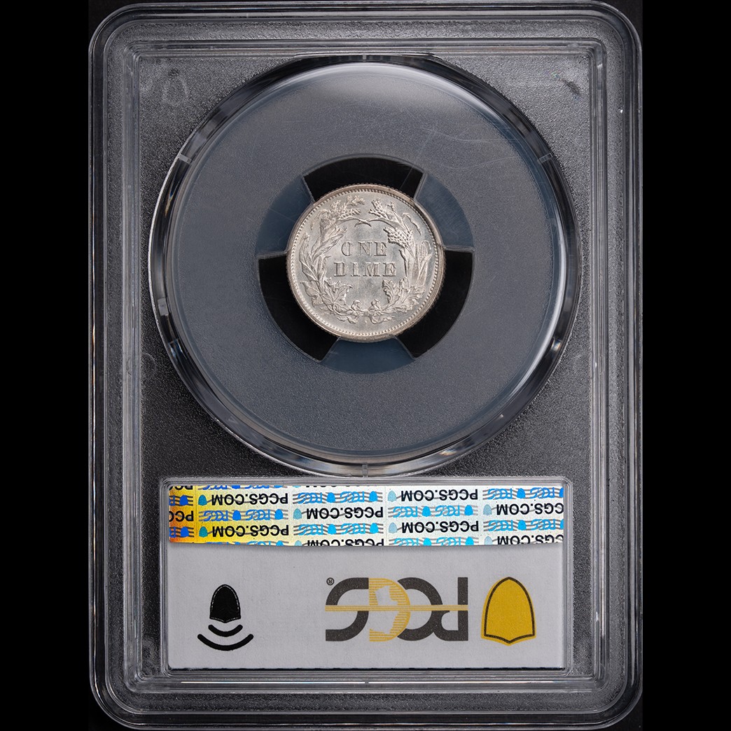 1876 10C Liberty Seated Dime PCGS MS64 in holder, view 2