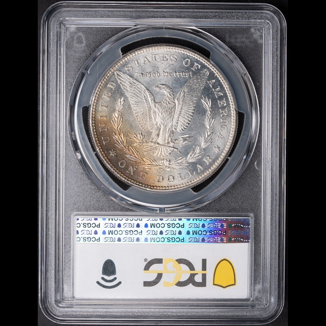 1885 $1 Morgan Silver Dollar PCGS MS65PL CAC in holder, view 2