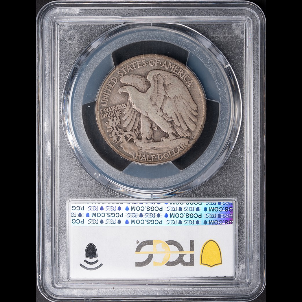 1921-D 50C Walking Liberty Half Dollar PCGS F12 CAC in holder, view 2