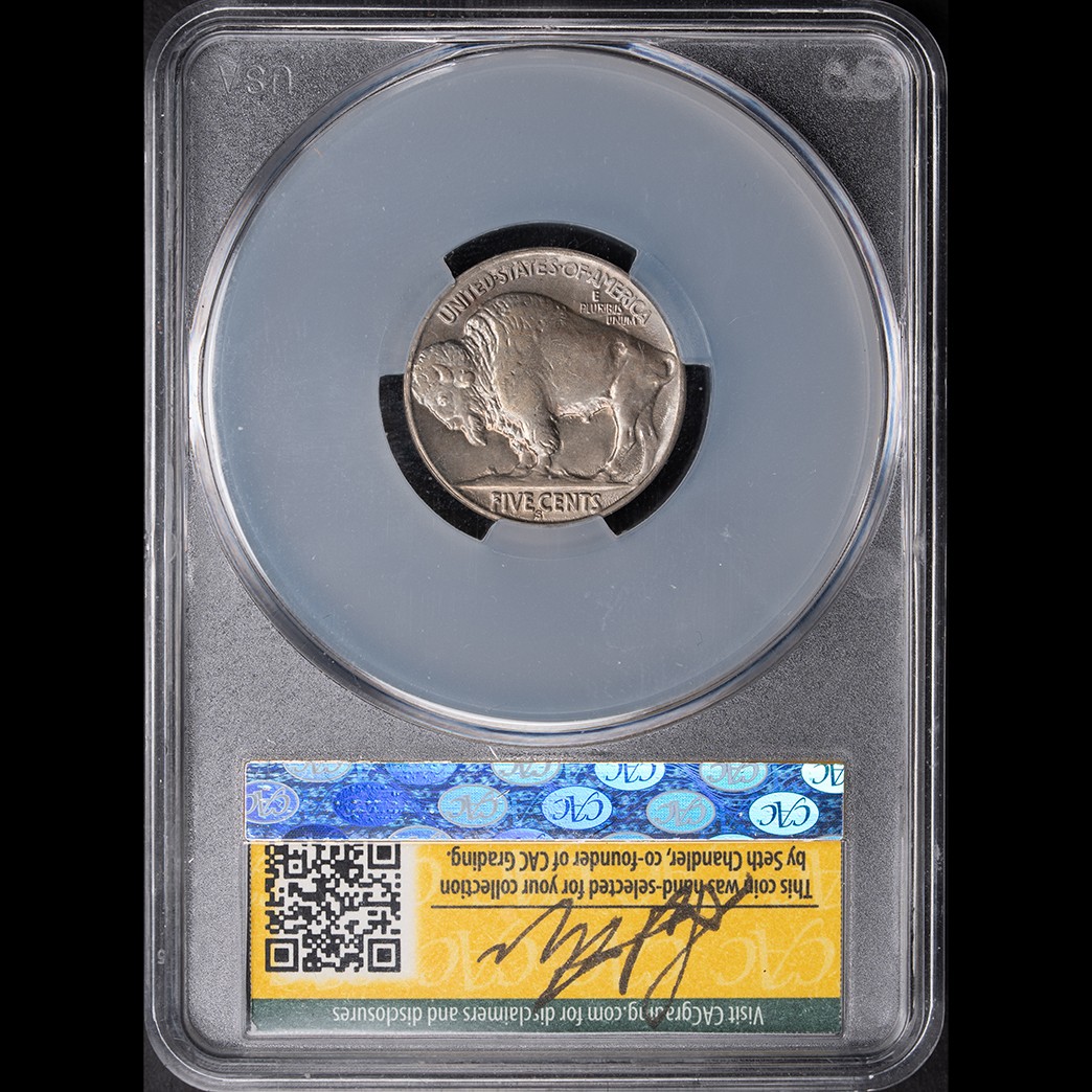1925-S 5C Buffalo Nickel CAC MS63 Witterbrick (Gold)   reverse
