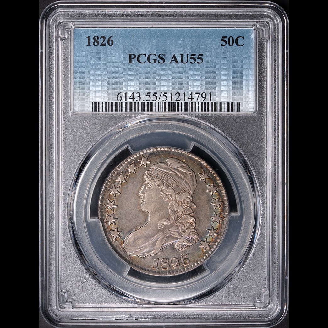 1826 50C Capped Bust Half Dollar PCGS AU55 in holder, view 1