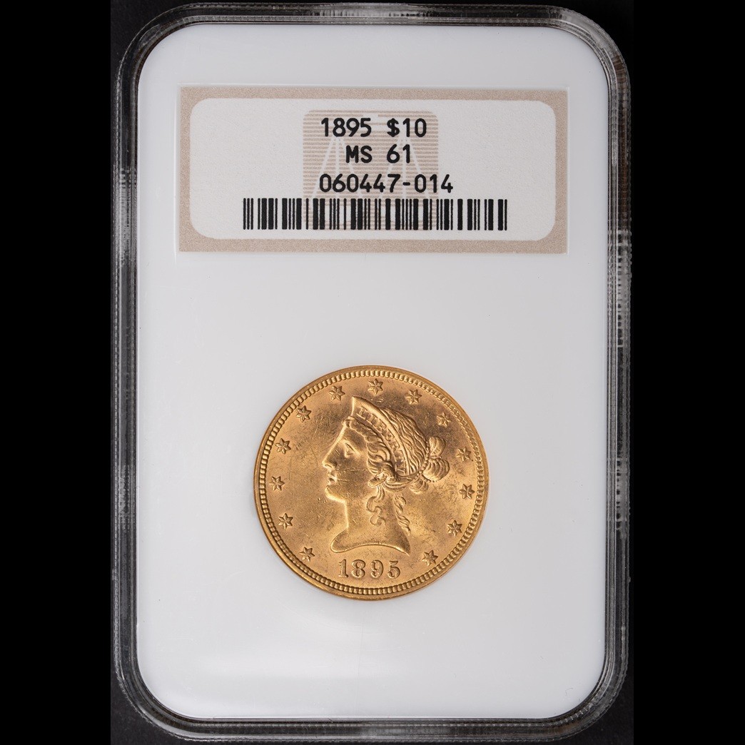 1895 $10 Liberty Head Eagle NGC MS61 in holder, view 1