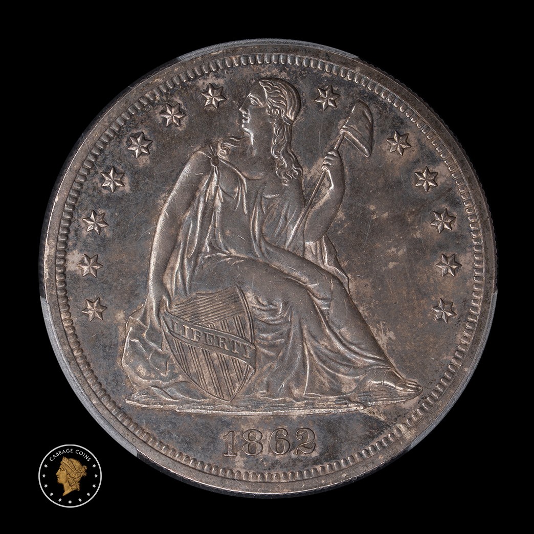 1862 $1 Liberty Seated Dollar Proof PCGS PR63 obverse