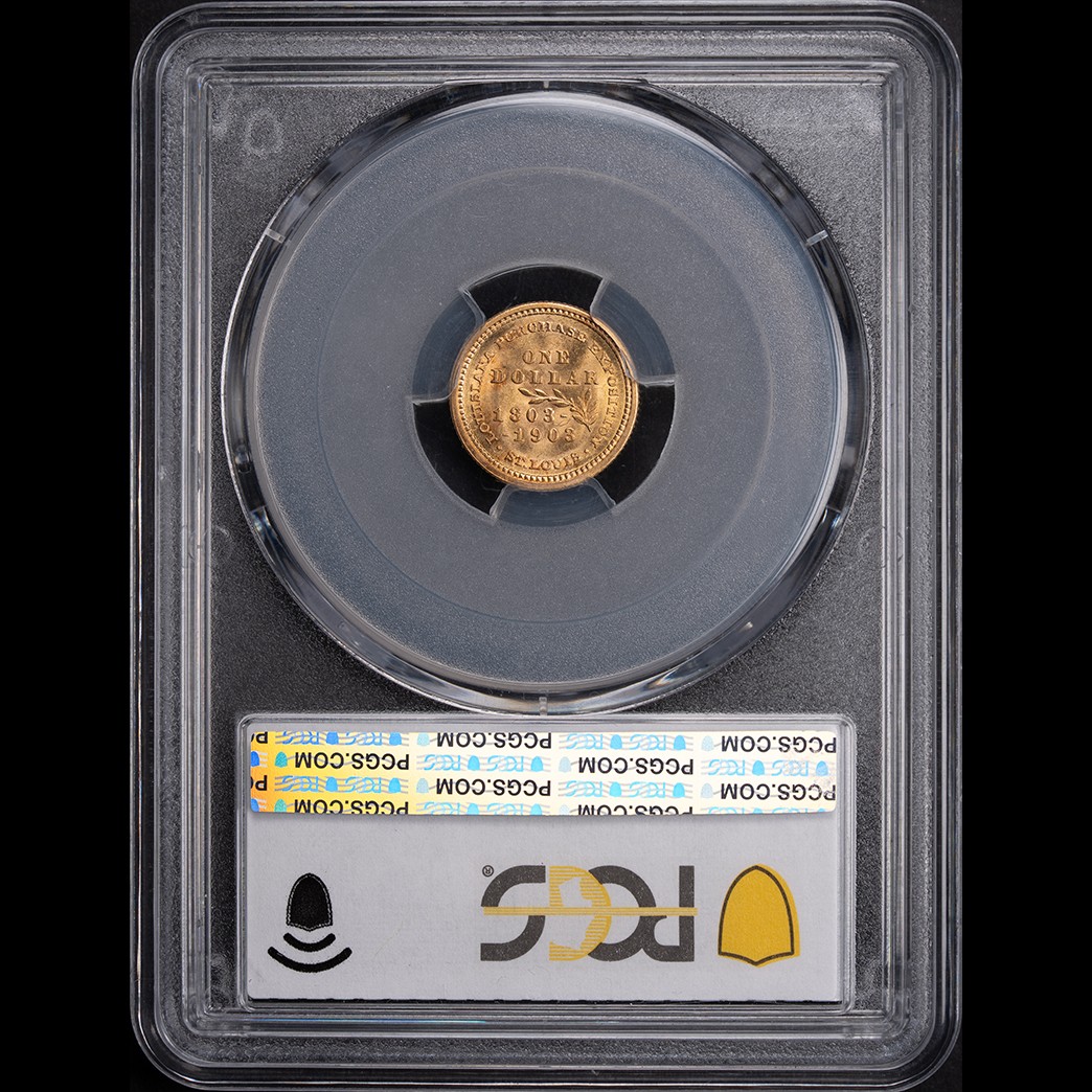 1903 G$1 LA Purchase Jefferson Commemorative PCGS MS64 CAC in holder, view 2