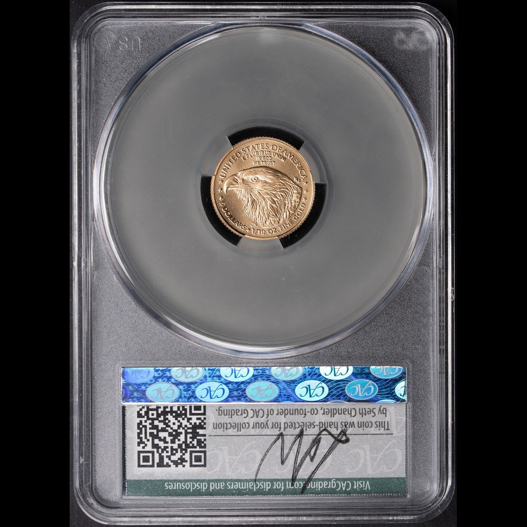 2026 G$5 1/10oz American Gold Eagle CAC MS70 in holder, view 2