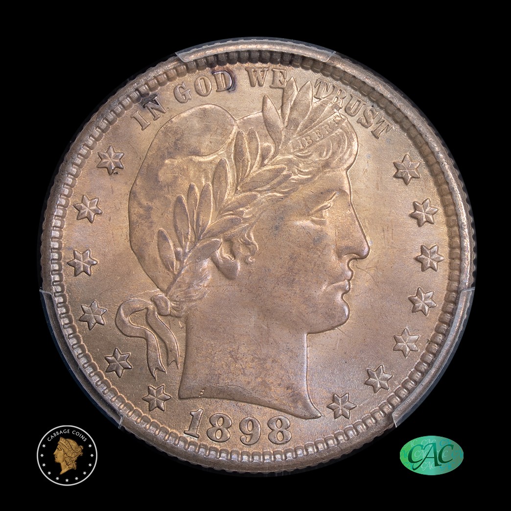 1898-O 25C Barber Quarter Dollar PCGS MS64 CAC obverse