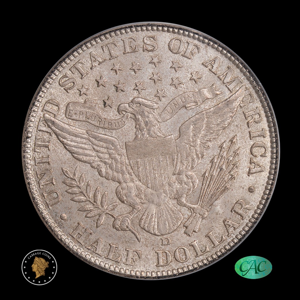 1911-D 50C Barber Half Dollar PCGS MS63 CAC reverse
