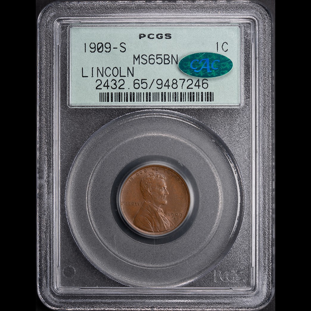 1909-S 1C Lincoln Cent PCGS MS65BN CAC OGH obverse