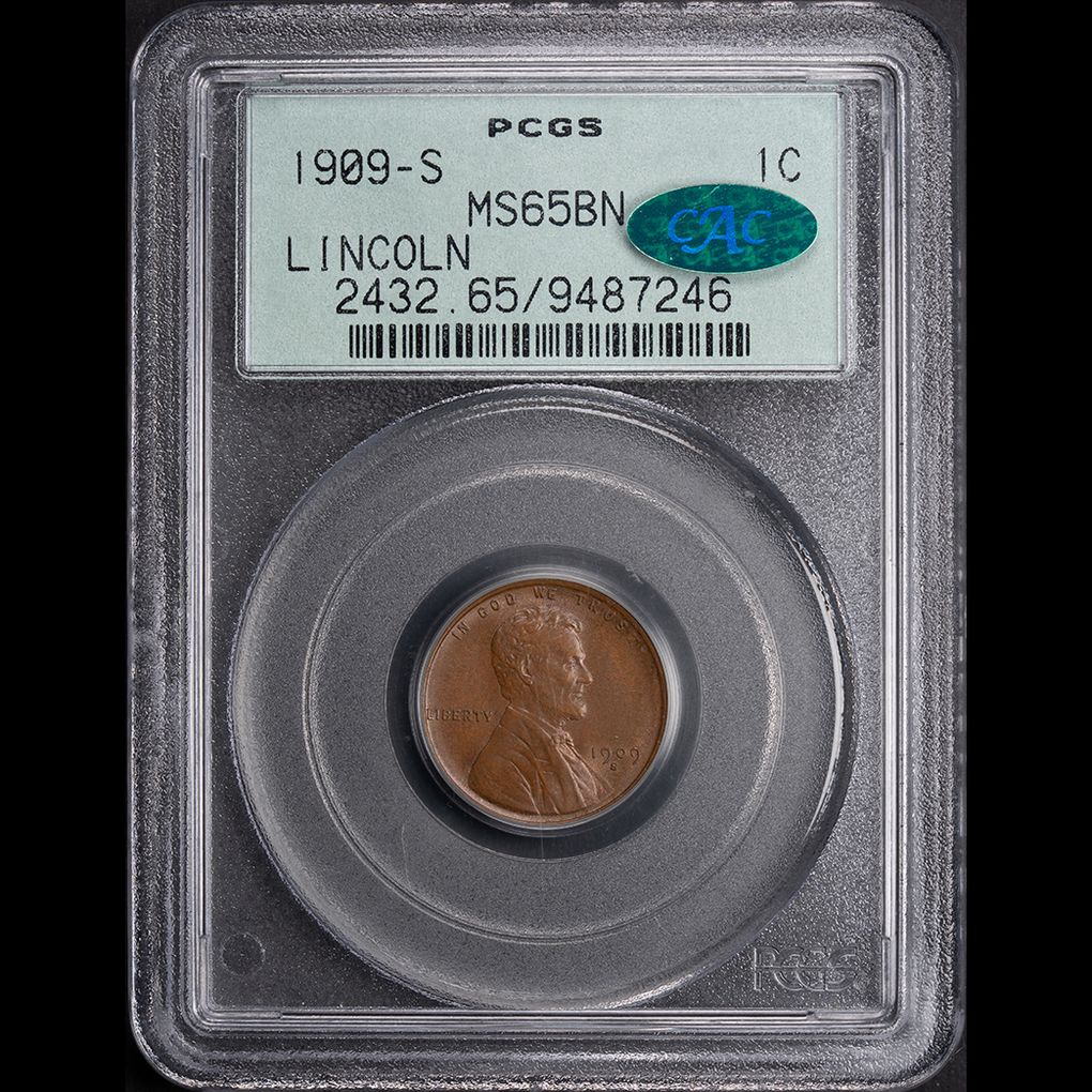 1909-S 1C Lincoln Cent PCGS MS65BN CAC OGH obverse