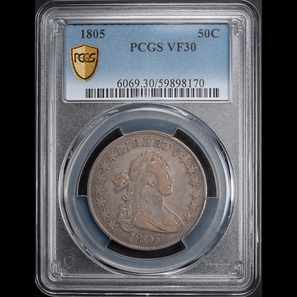 1805 50C Draped Bust Half Dollar PCGS VF30 in holder, view 1