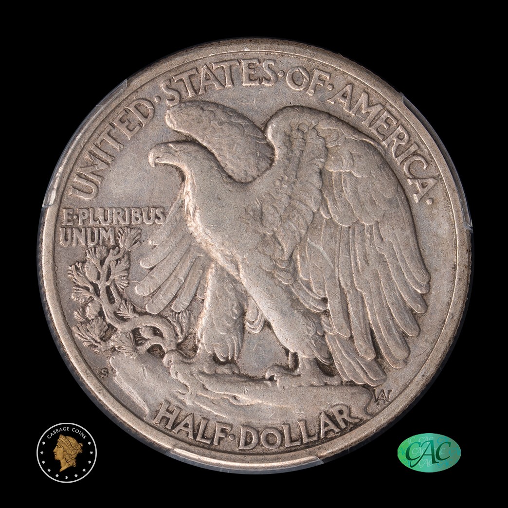 1923-S 50C Walking Liberty Half Dollar PCGS VF35 CAC reverse