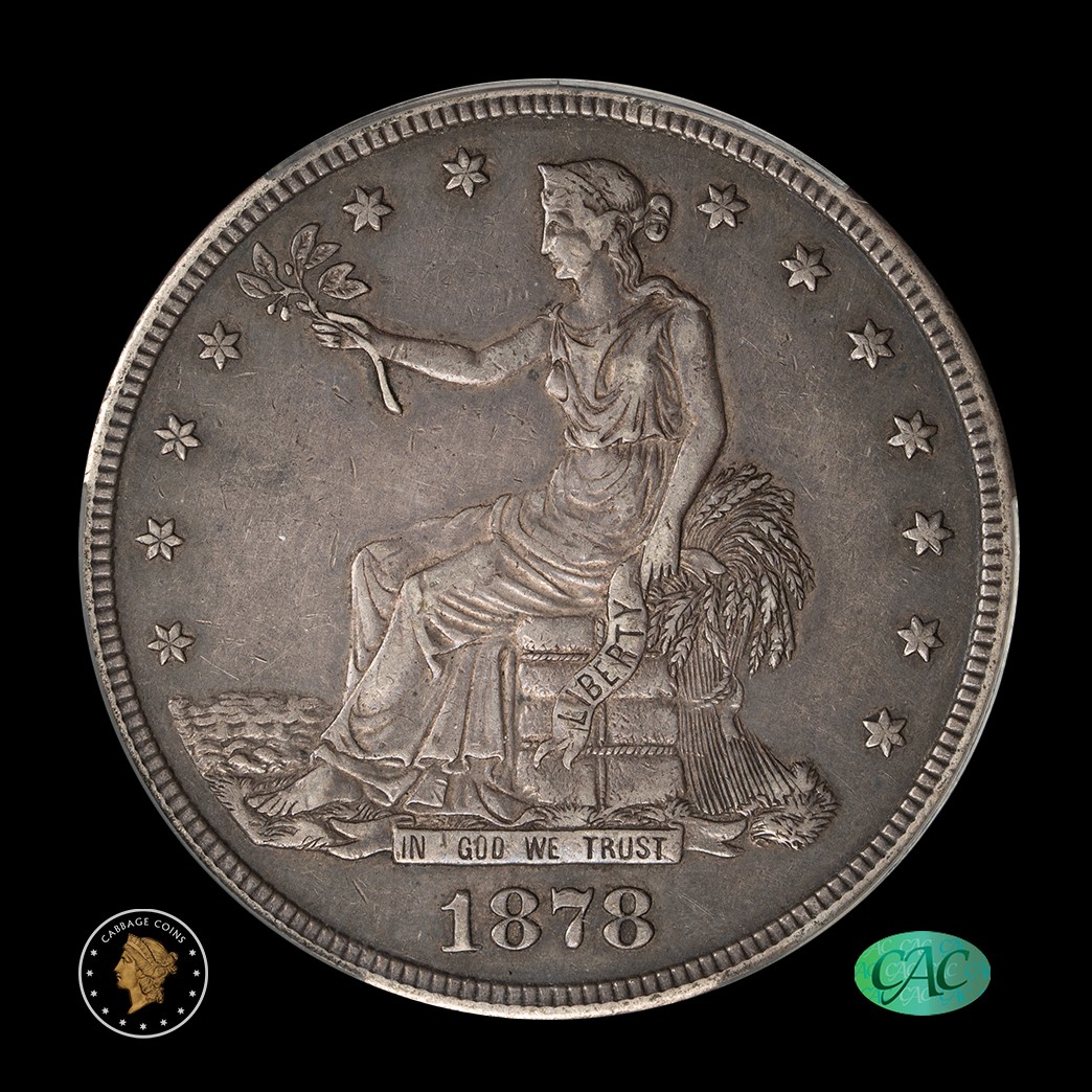 1878-S T$1 Trade Dollar CAC XF45 Witterbrick obverse