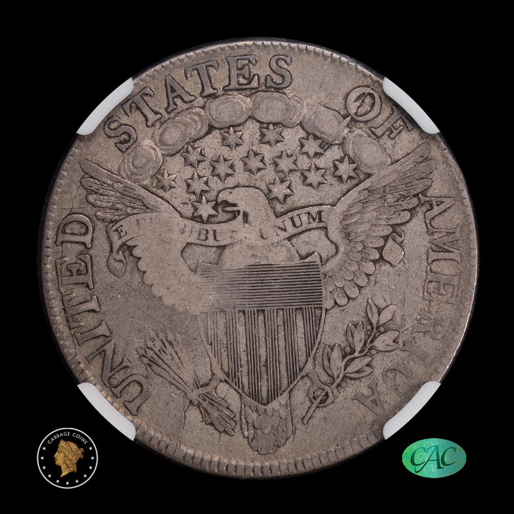 1806 50C Draped Bust Half Dollar Pointed 6, Stem NGC VF25 CAC reverse