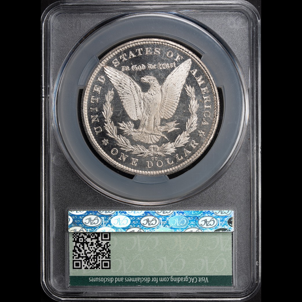 1881-CC $1 Morgan Silver Dollar CACG MS64DMPL in holder, view 2
