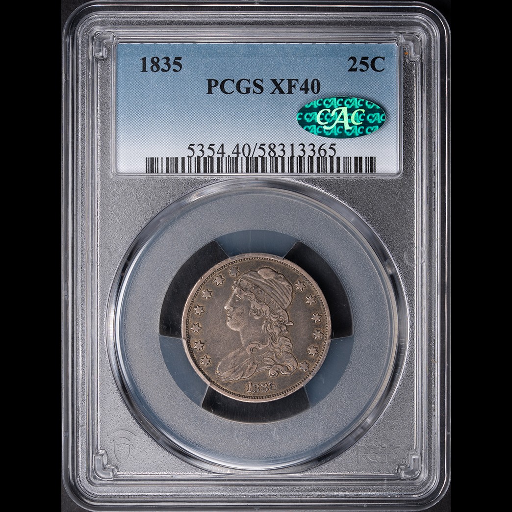 1835 25C Capped Bust Quarter PCGS XF40 CAC obverse