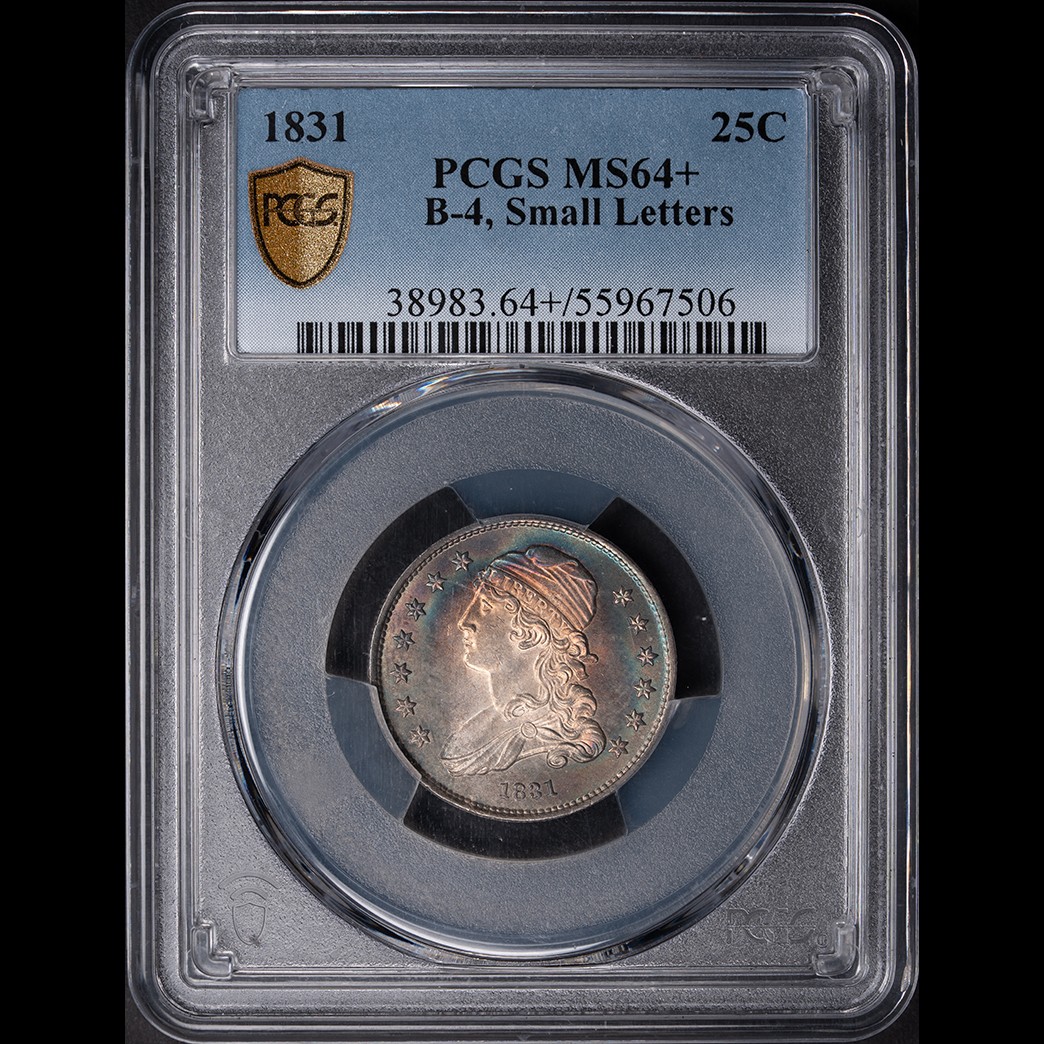 1831 25C Capped Bust Quarter PCGS MS64+ Small Letters in holder, view 1