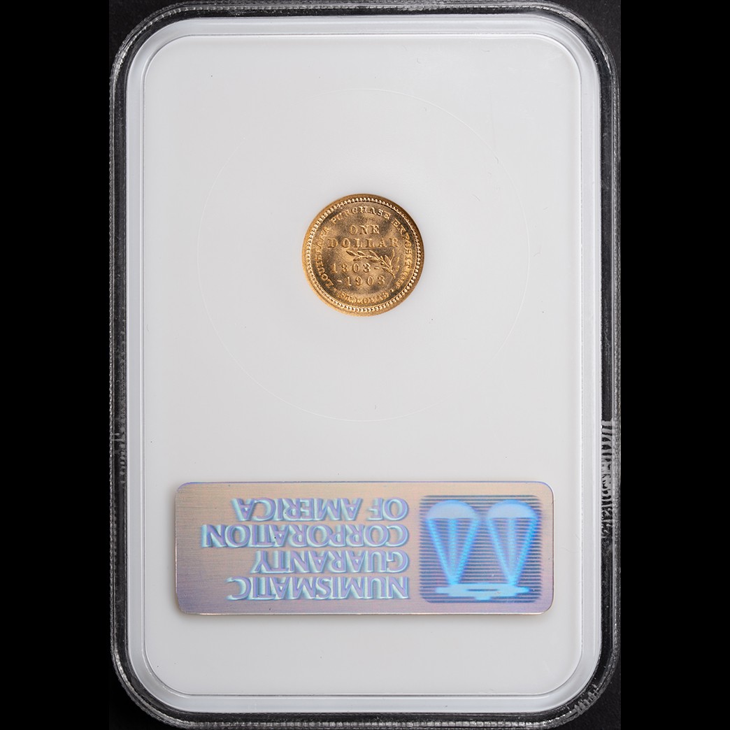 1903 G$1 LA Purchase Jefferson Commem NGC MS64 CAC reverse