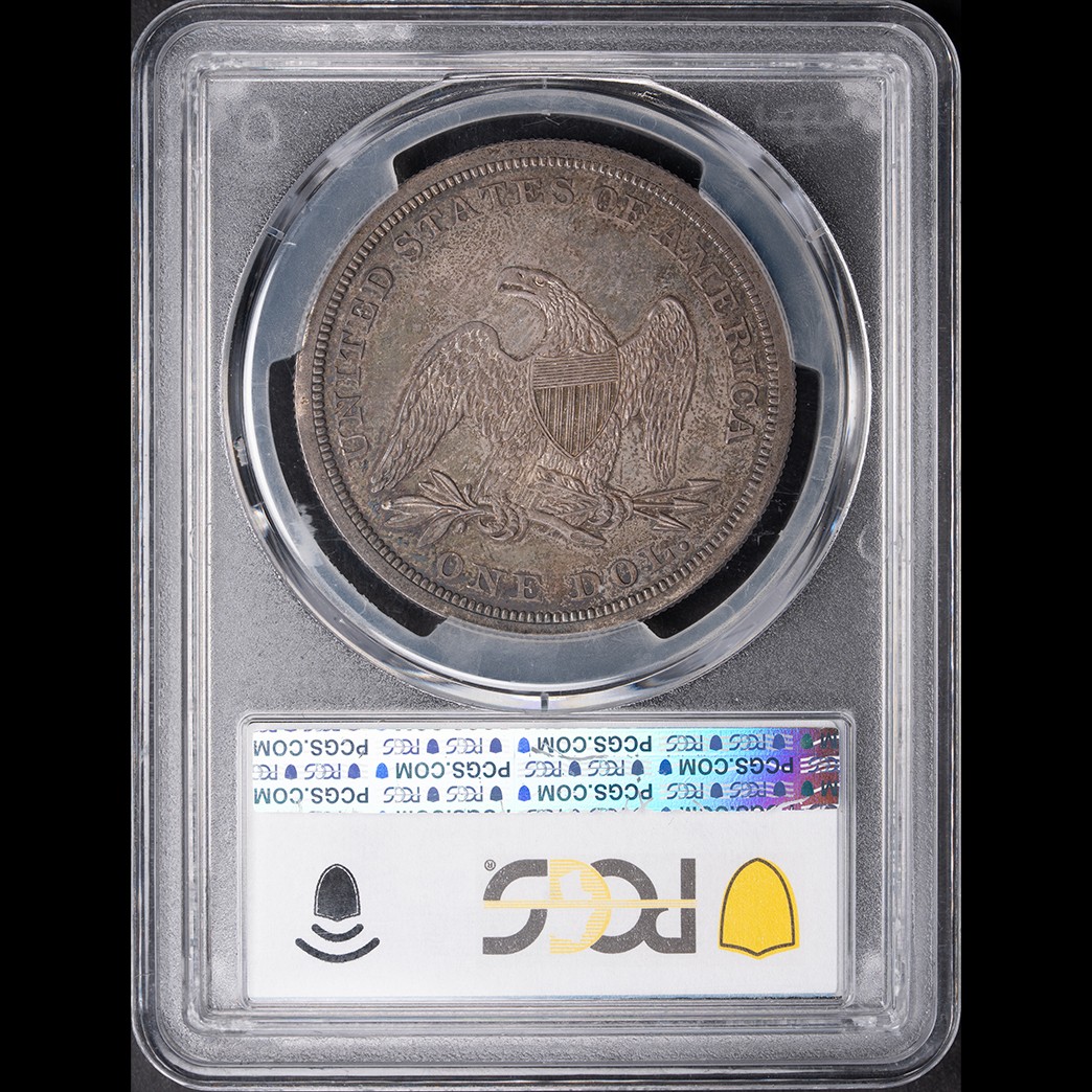 1862 $1 Liberty Seated Dollar Proof PCGS PR63 in holder, view 2