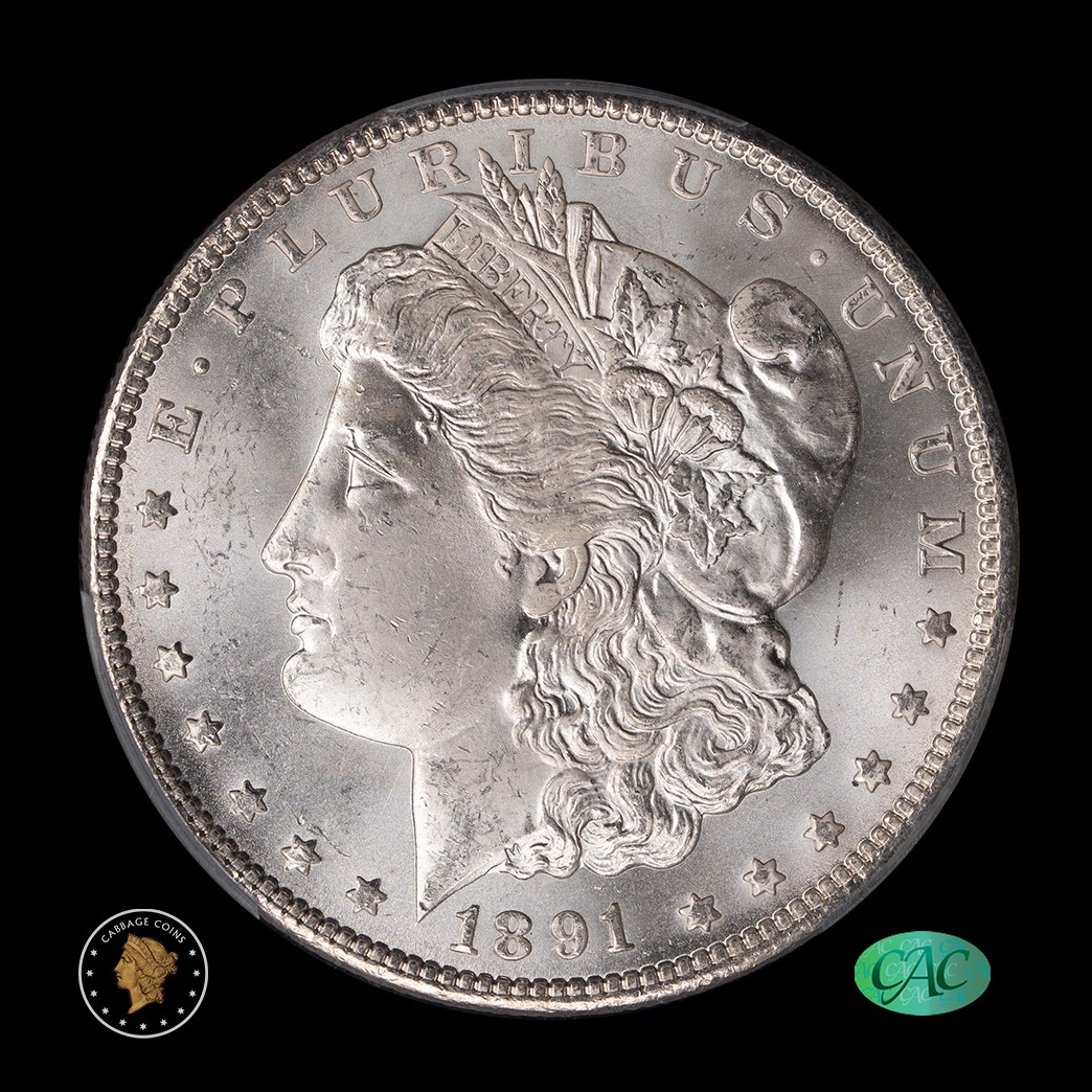 1891-CC $1 Morgan Silver Dollar PCGS MS63 CAC obverse