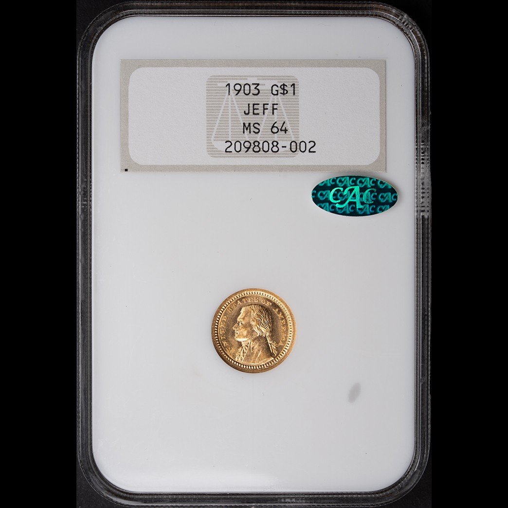 1903 G$1 LA Purchase Jefferson Commem NGC MS64 CAC obverse