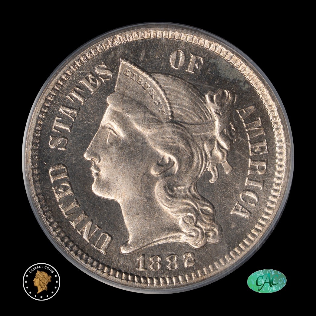 1882 3CN 3 Cent Proof Nickel PCGS PR66CAM CAC obverse