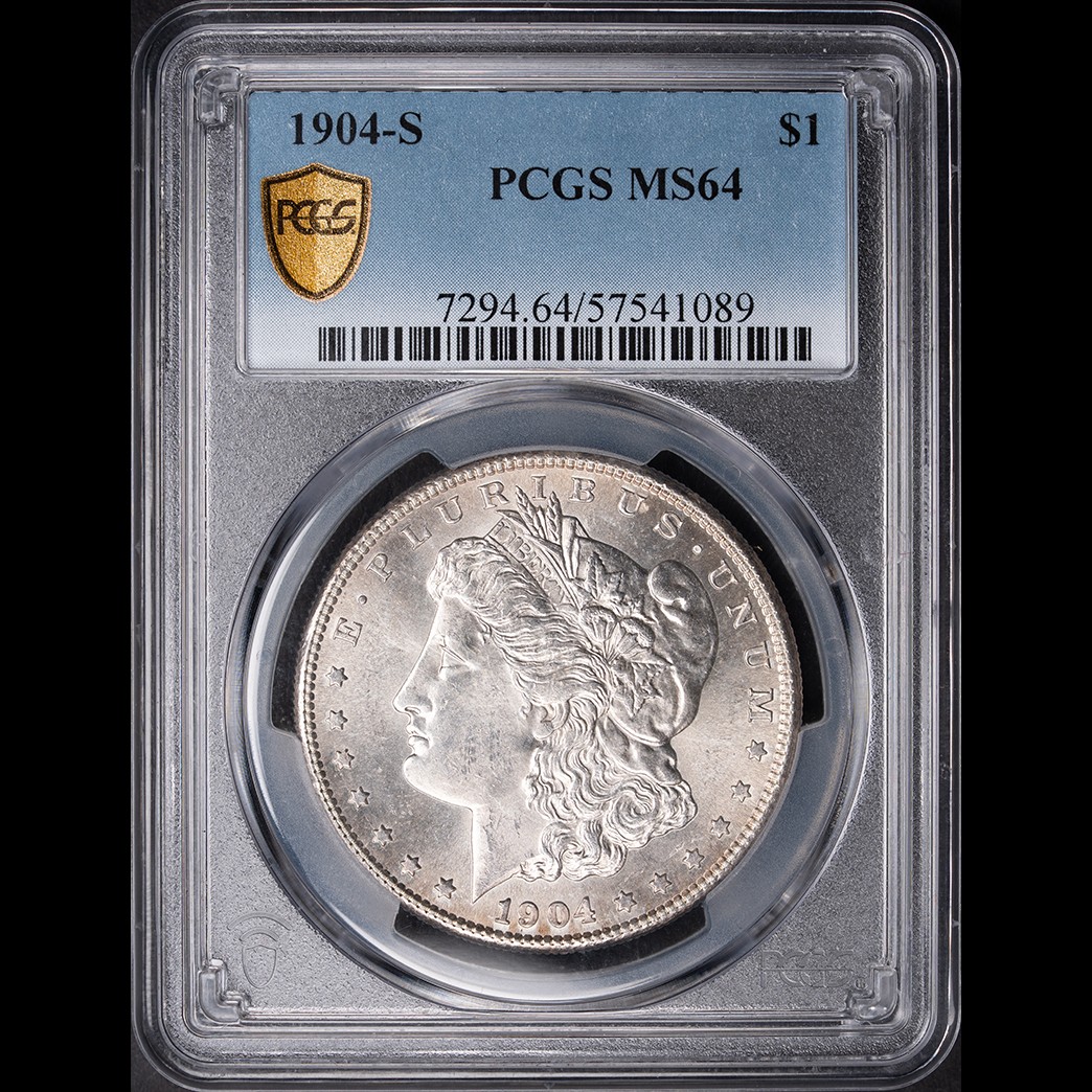1904-S $1 Morgan Silver Dollar PCGS MS64 in holder, view 1
