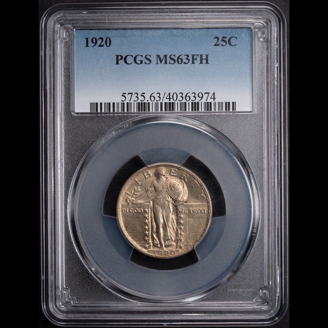 1920 25C Standing Liberty Quarter PCGS MS63FH in holder, view 1