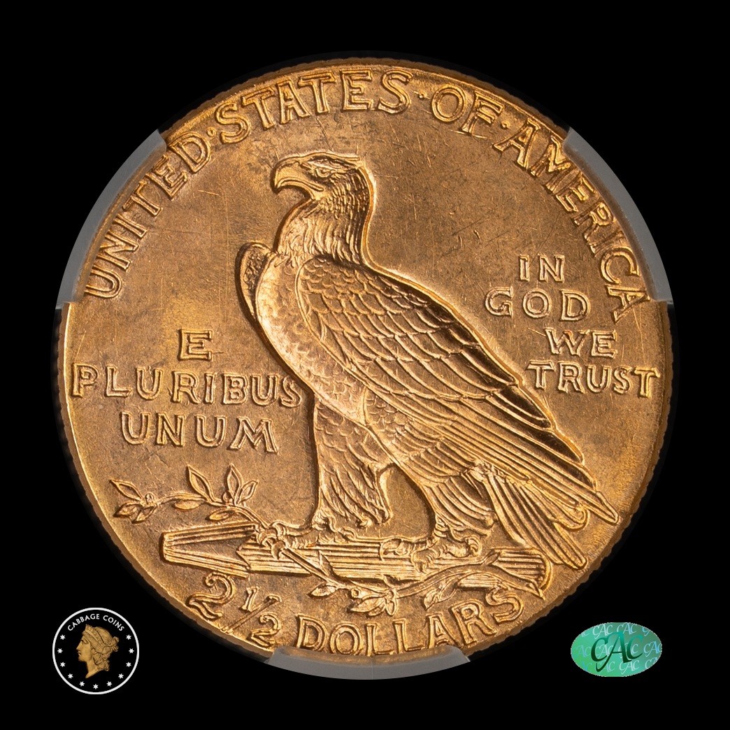 1927 $2.50 Indian Head Quarter Eagle CAC MS64 Witterbrick (gold) reverse
