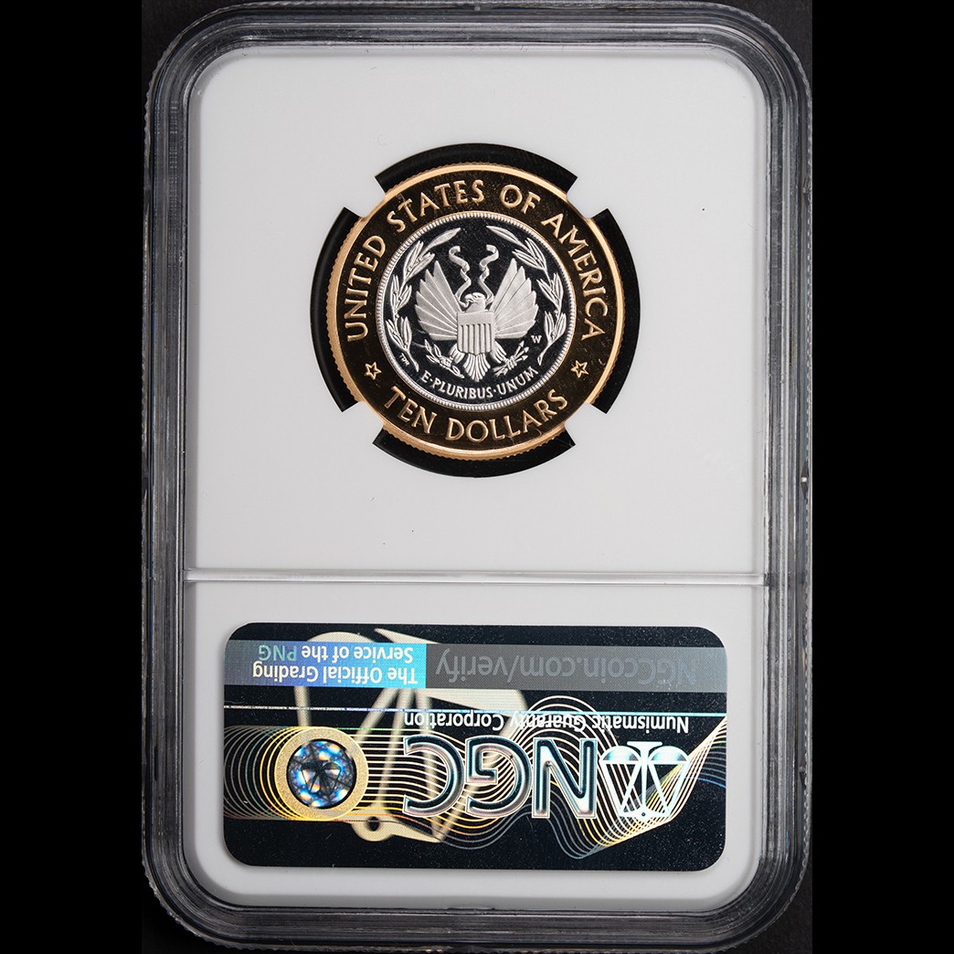 2000-W $10 Library of Congress NGC PF70 Ultra Cam Bimetallic in holder, view 2