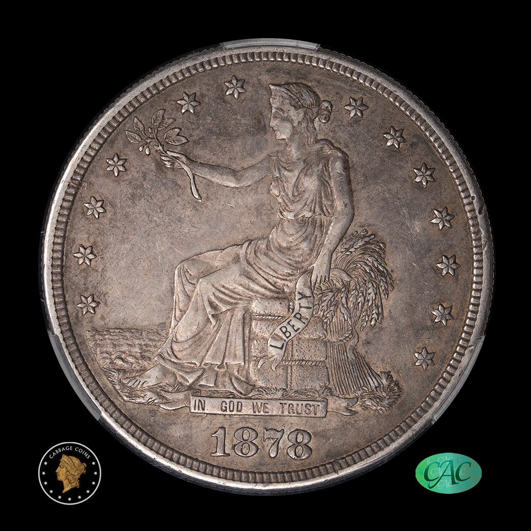 1878-S T$1 Trade Dollar CACG AU50 obverse
