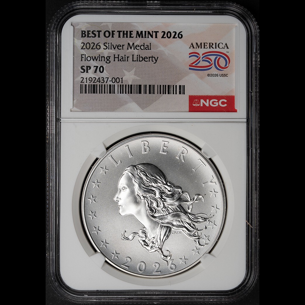2026 Best of the Mint 1804 Silver Flowing Hair Privy NGC SP 70 in holder, view 1