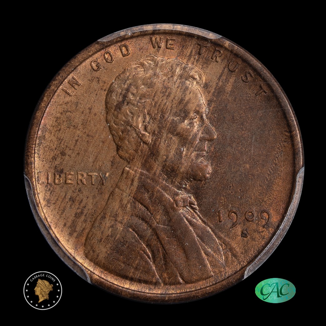 1909-S VDB 1C Lincoln Cent PCGS MS62BN CAC obverse