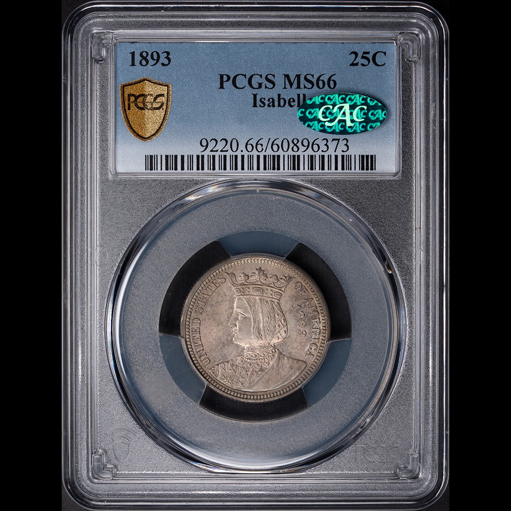 1893 25C Isabella Commemorative Quarter PCGS MS66 CAC in holder, view 1