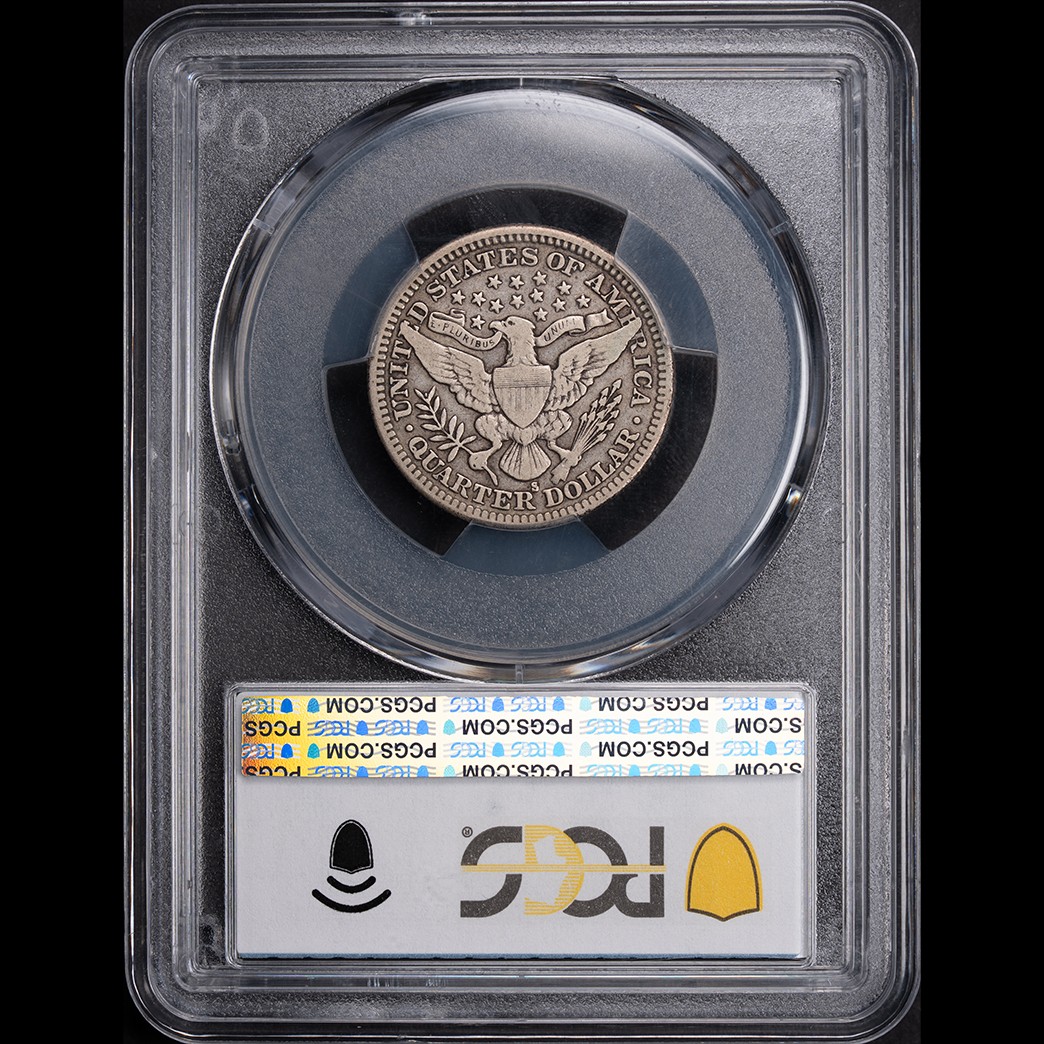 1913-S 25C Barber Quarter Dollar PCGS F15 CAC in holder, view 2